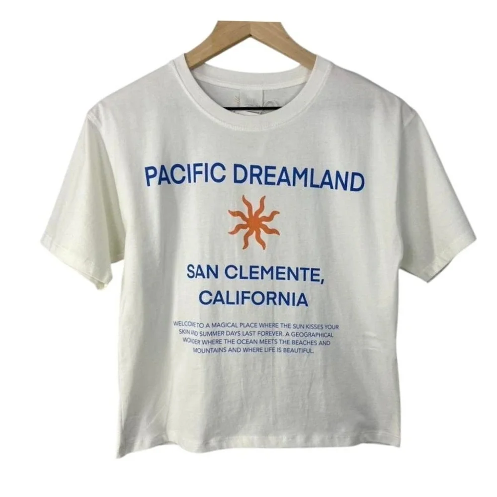 Zara Kids Pacific Dreamland San Clemente California Graphic T-Shirt White 12-13